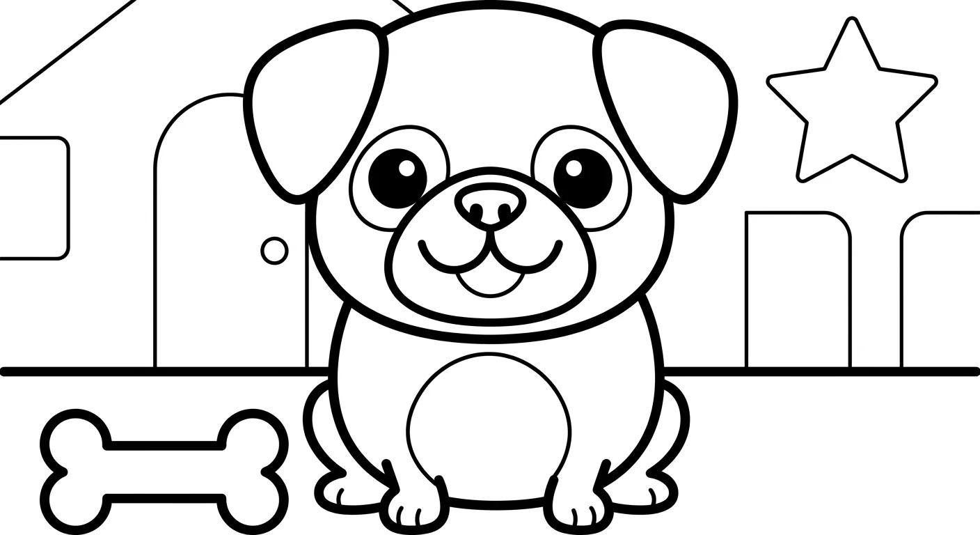 Dibujo de Perro pug para Colorear para Niños de 2 a 5 Años