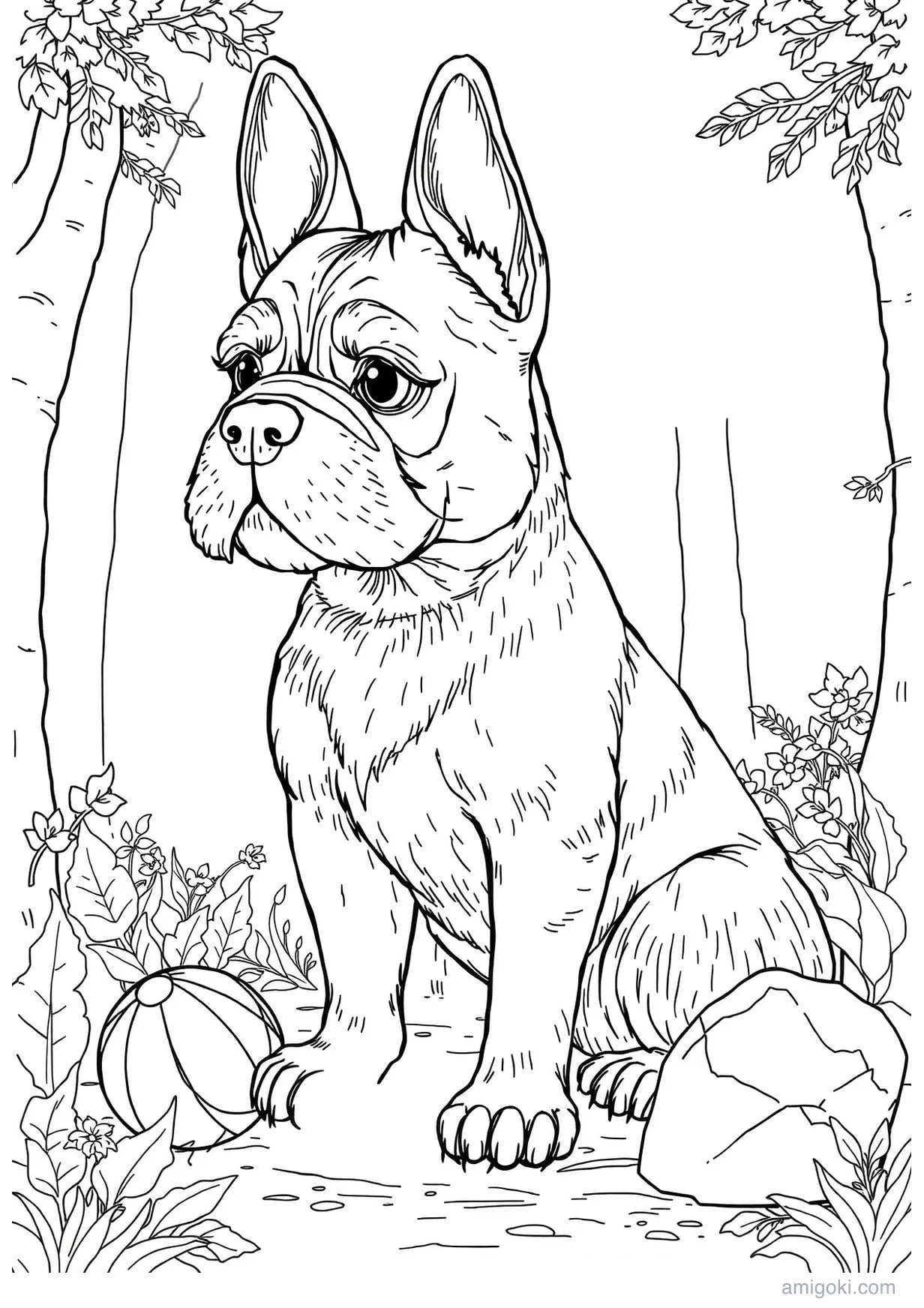 Realistic Dog Drawing to Color for Kids 6 and Up