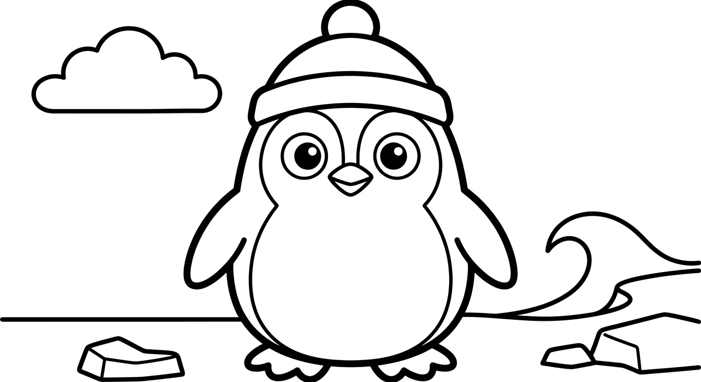 Penguin Coloring Page for Kids Ages 2 to 5