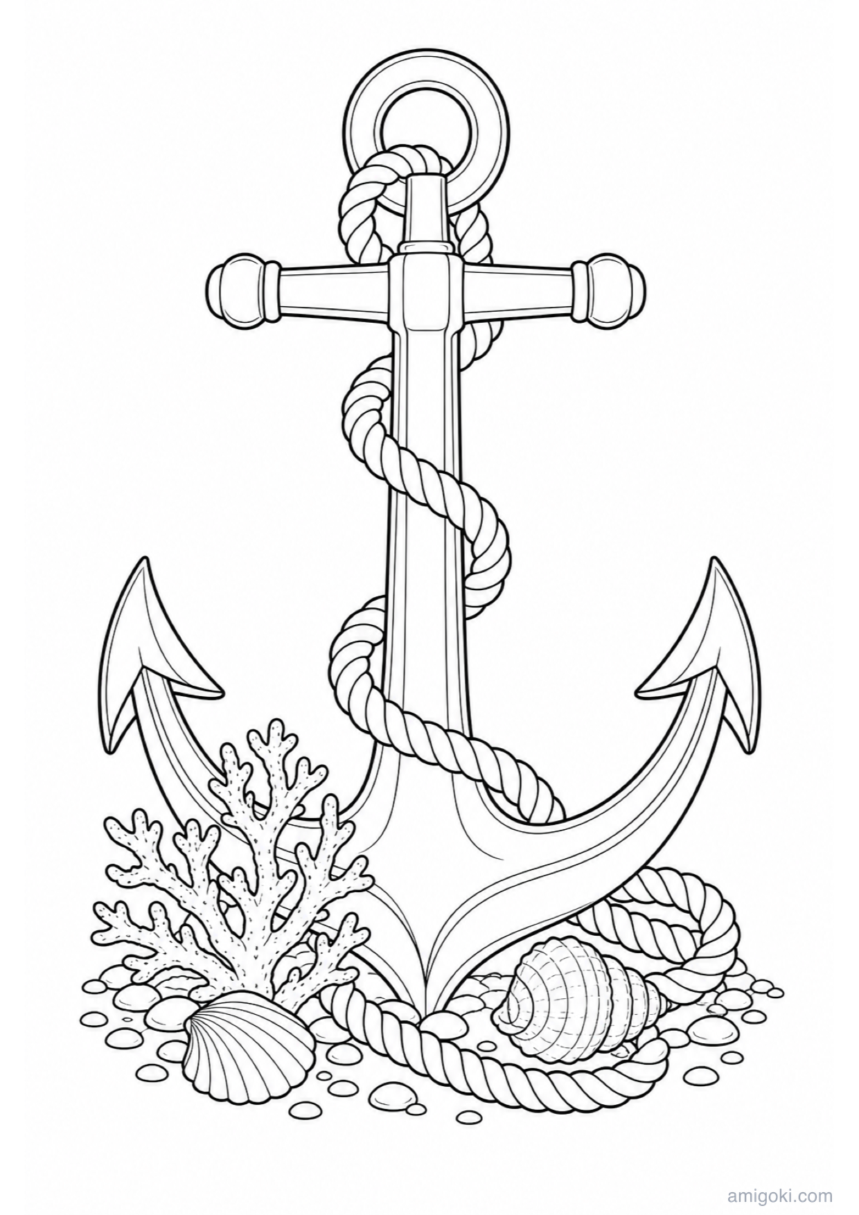 Ship Anchor Coloring Page to Print Free