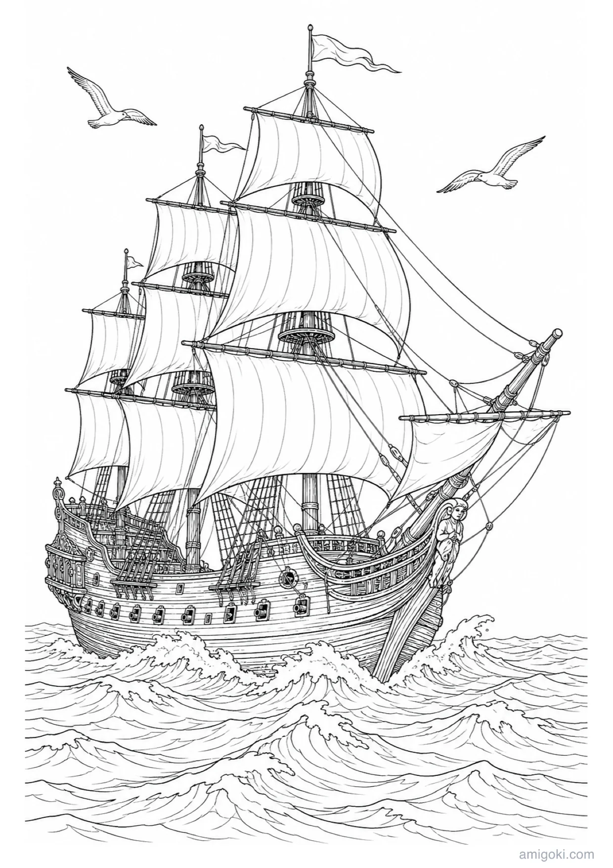 Dibujo de Barco Pirata para Colorear e Imprimir