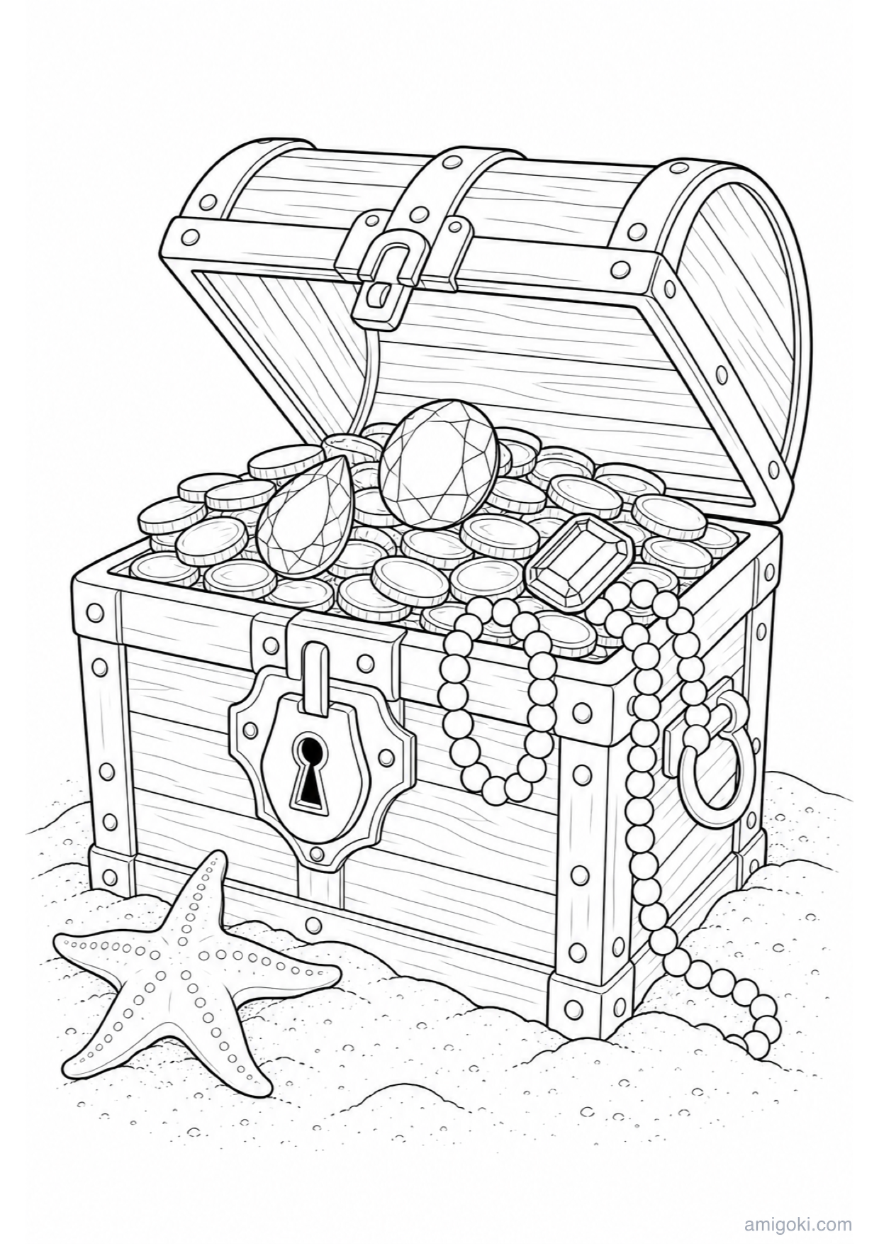 Treasure Chest Coloring Page to Print Free