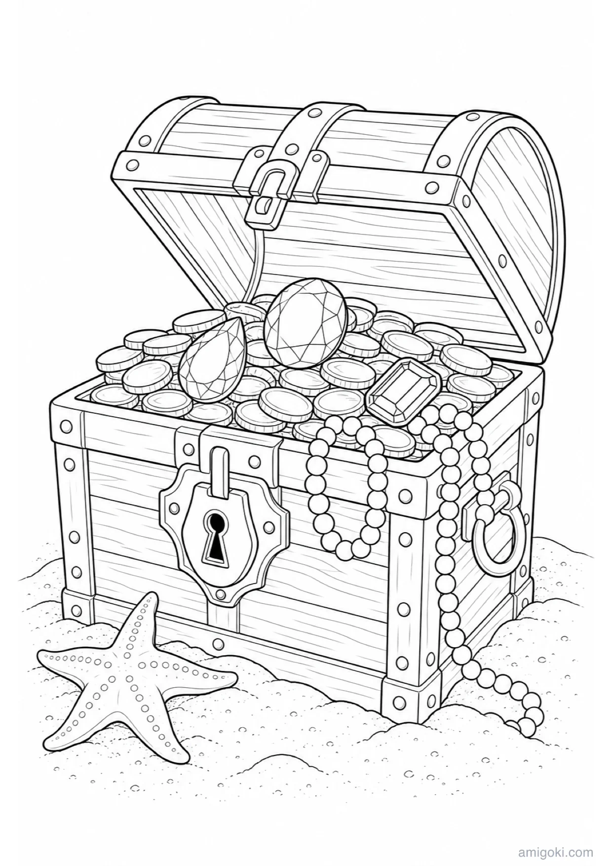 Desenho de Baú do Tesouro para Colorir e Imprimir