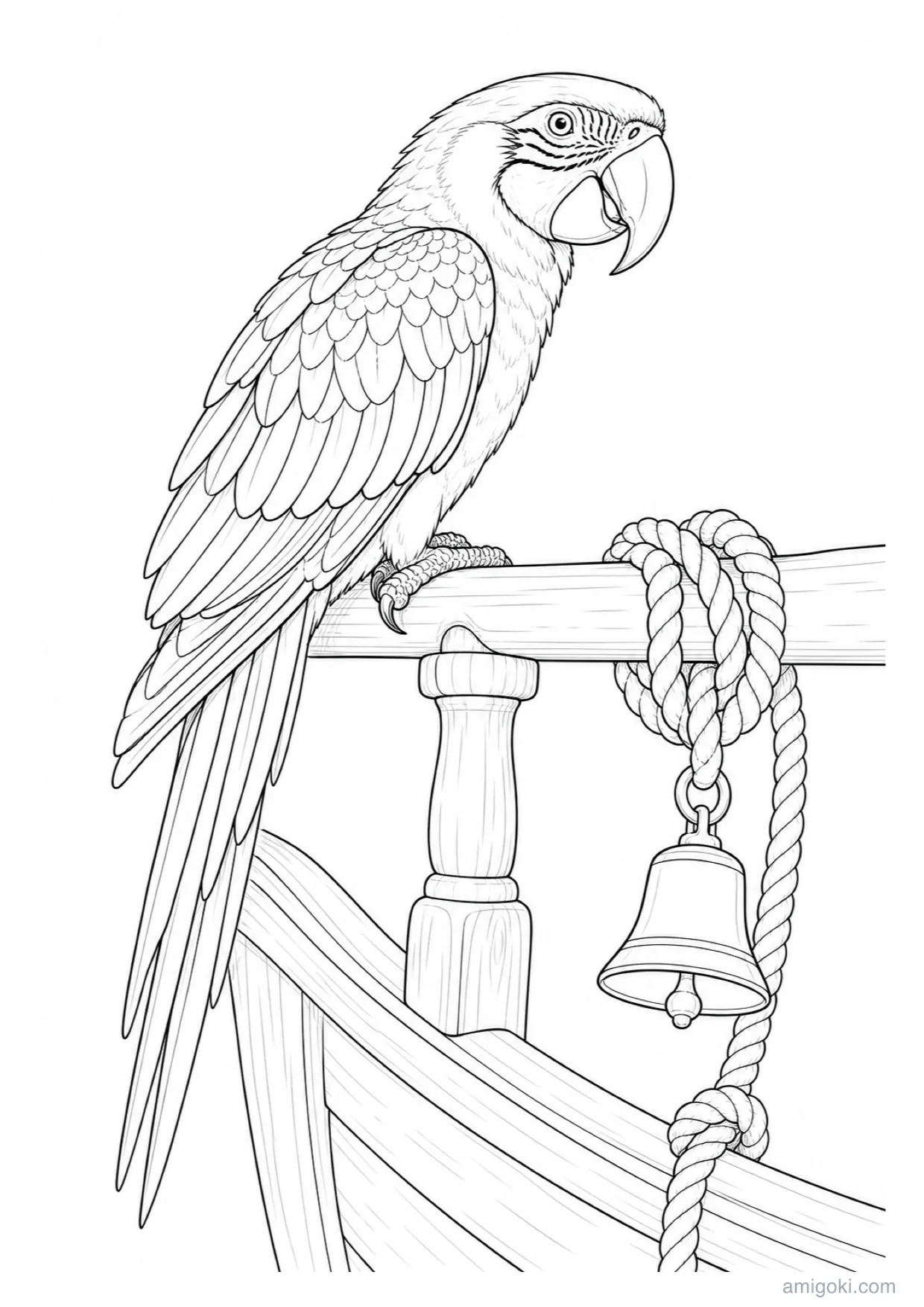 Pirate Parrot Coloring Page to Print Free