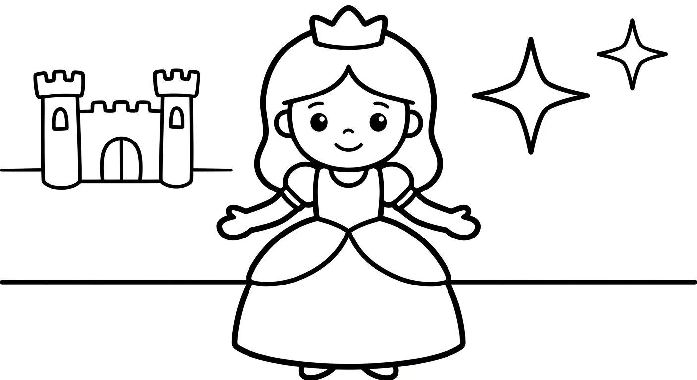 Desenho de Princesa para Colorir para Crianças de 2 a 5 Anos