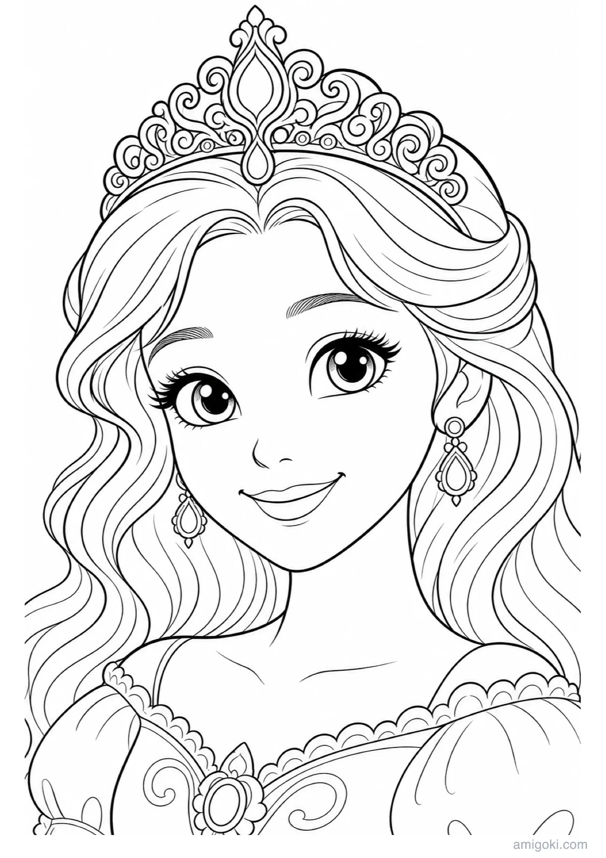 Princess Crown Coloring Page to Print Free
