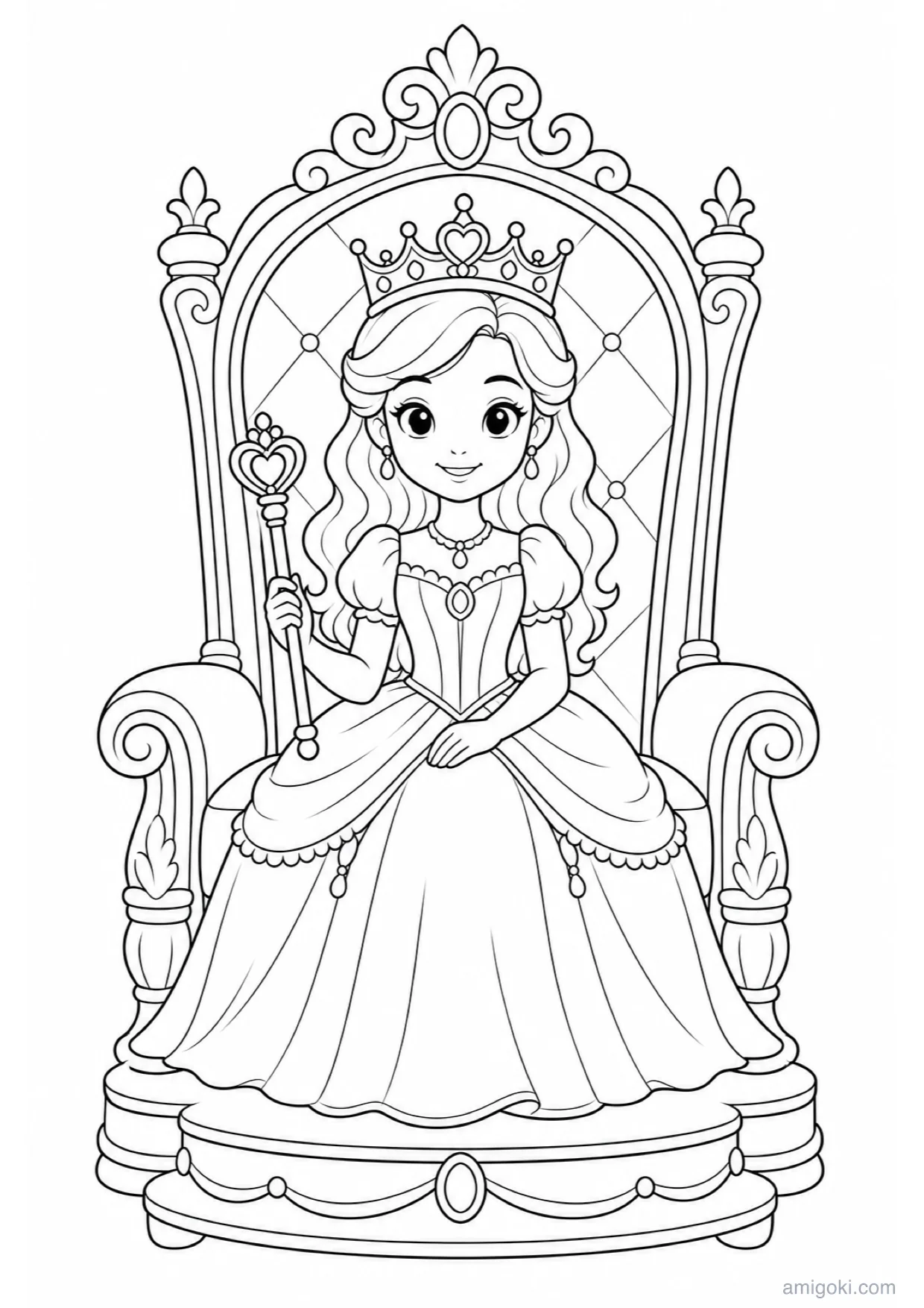 Dessin de Princesse sur le Trône à Colorier et Imprimer