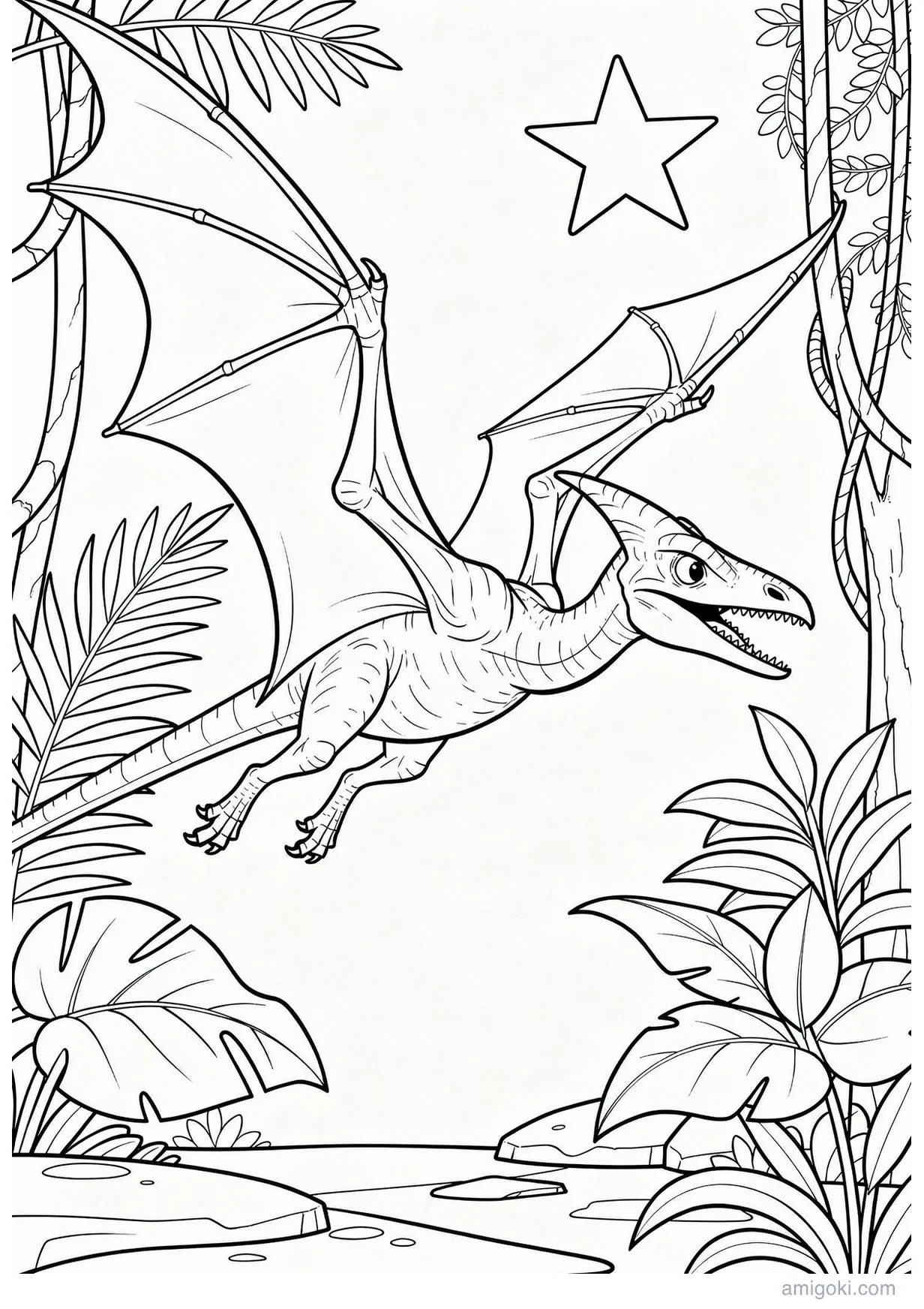 Dibujo de Pterodactyl para Colorear para Mayores de 6 Años