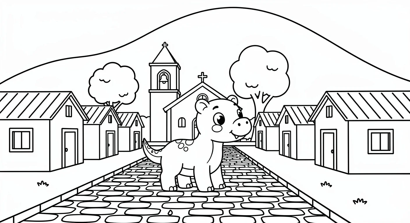 Desenho de Vila para Colorir
