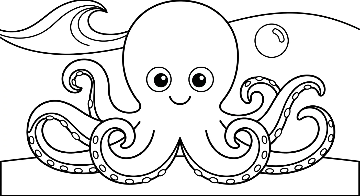 Dibujo de Pulpo para Colorear para Niños de 2 a 5 Años