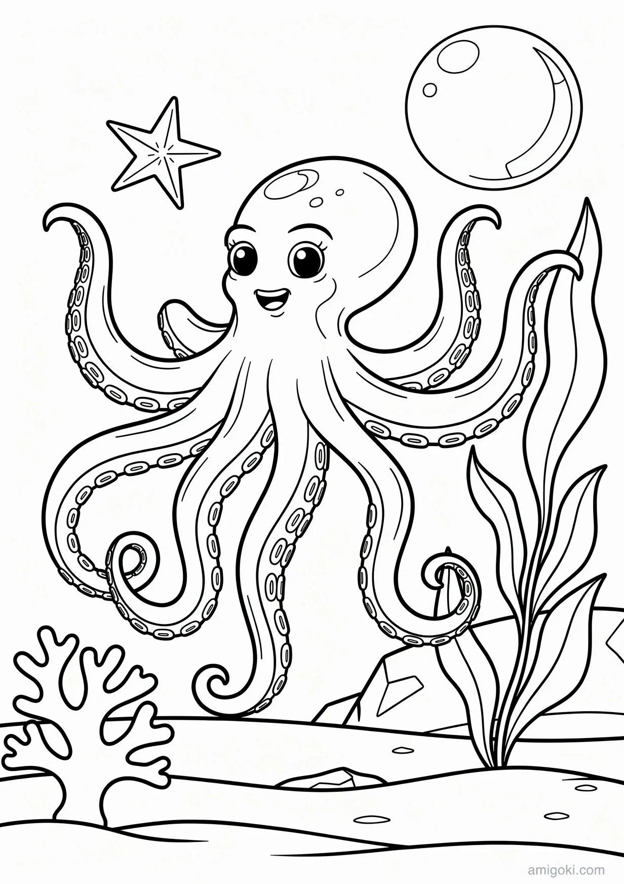 Dibujo de Pulpo para Colorear para Mayores de 6 Años