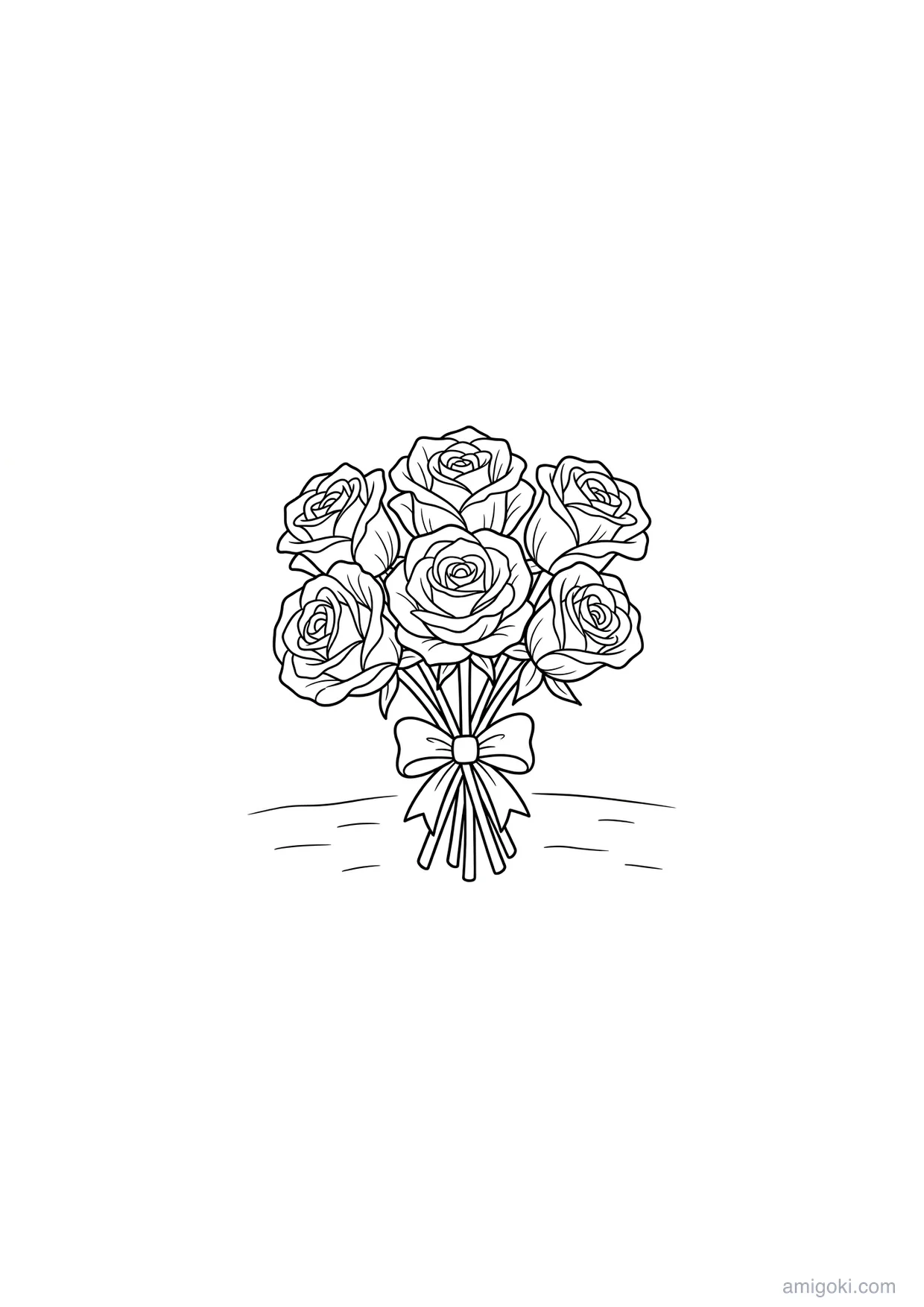 Lindo Buquê de Rosas para Colorir para Crianças Acima de 6 Anos