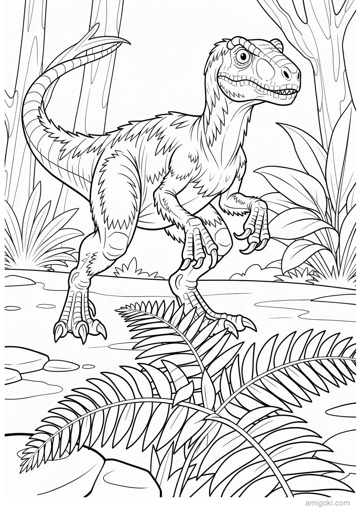Dessin de Raptor à Colorier pour Enfants de 6 Ans et Plus