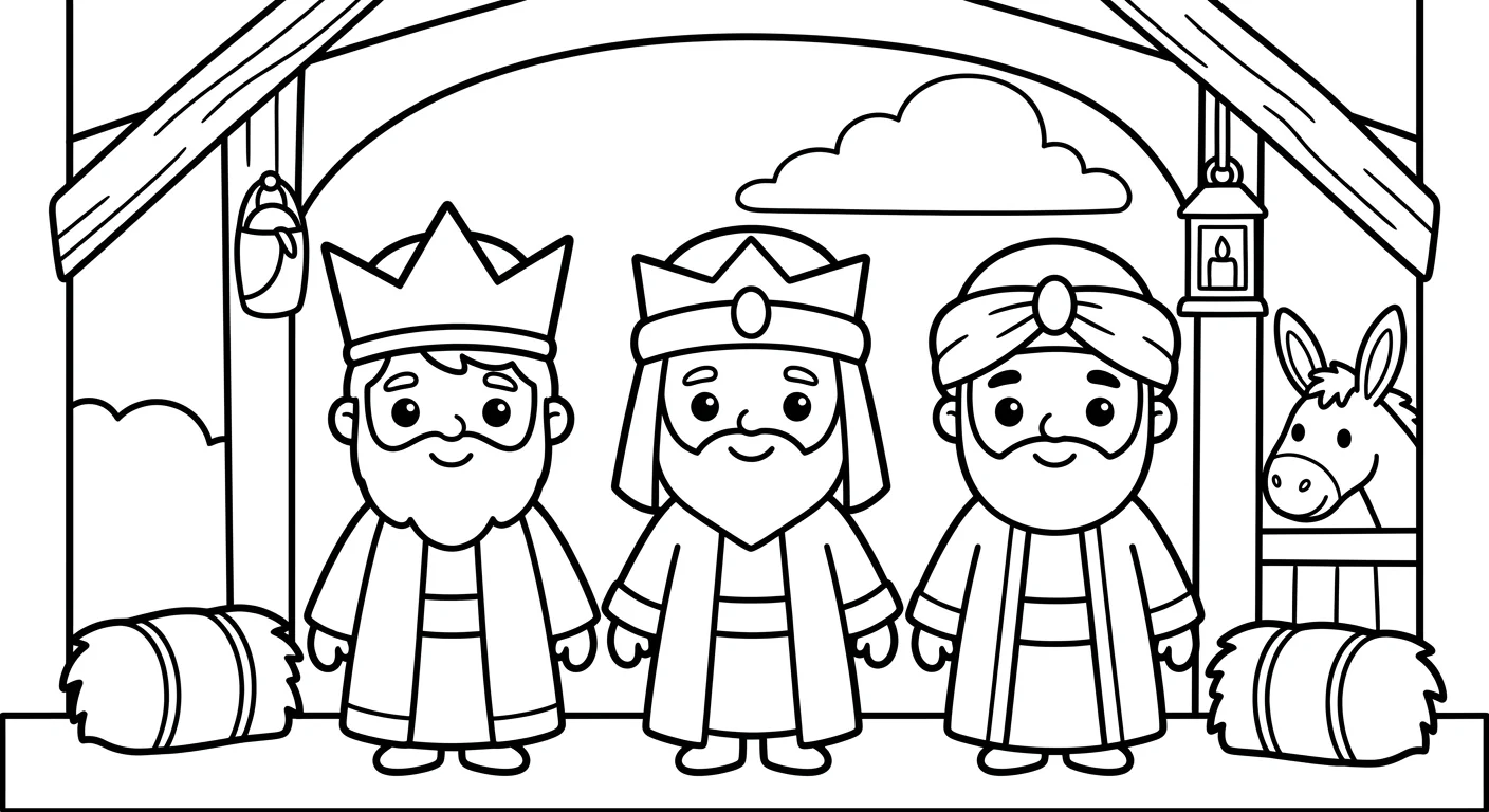 Dessins des Rois Mages à Colorier pour Enfants de 2 à 5 Ans