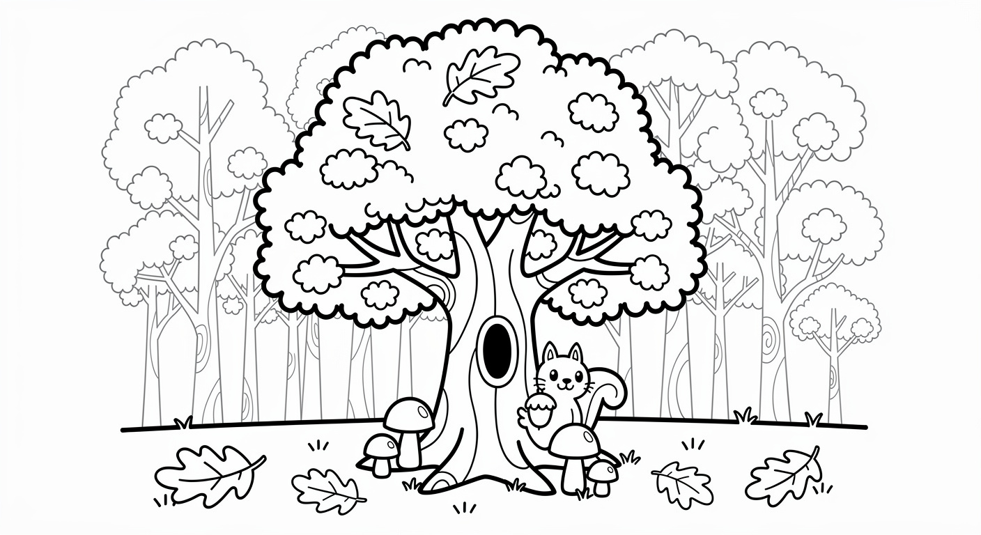Dibujo de Roble en bosque para Colorear