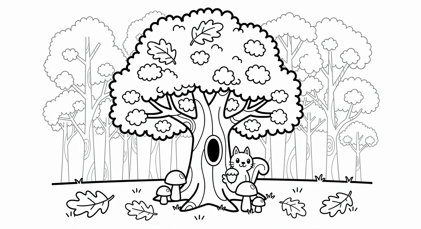 Dibujo de Roble en bosque para Colorear