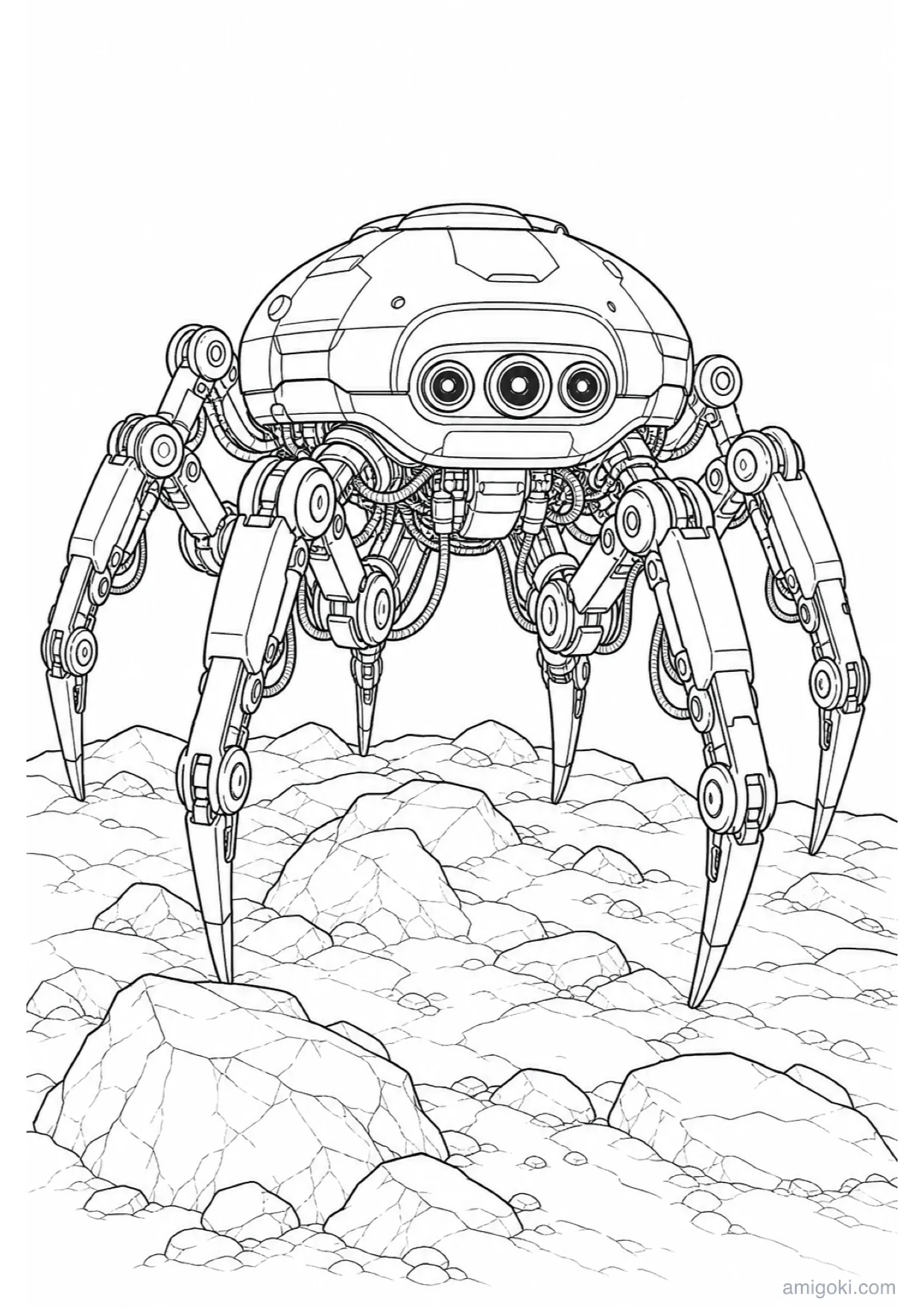 Dibujo de Robot Araña para Colorear e Imprimir