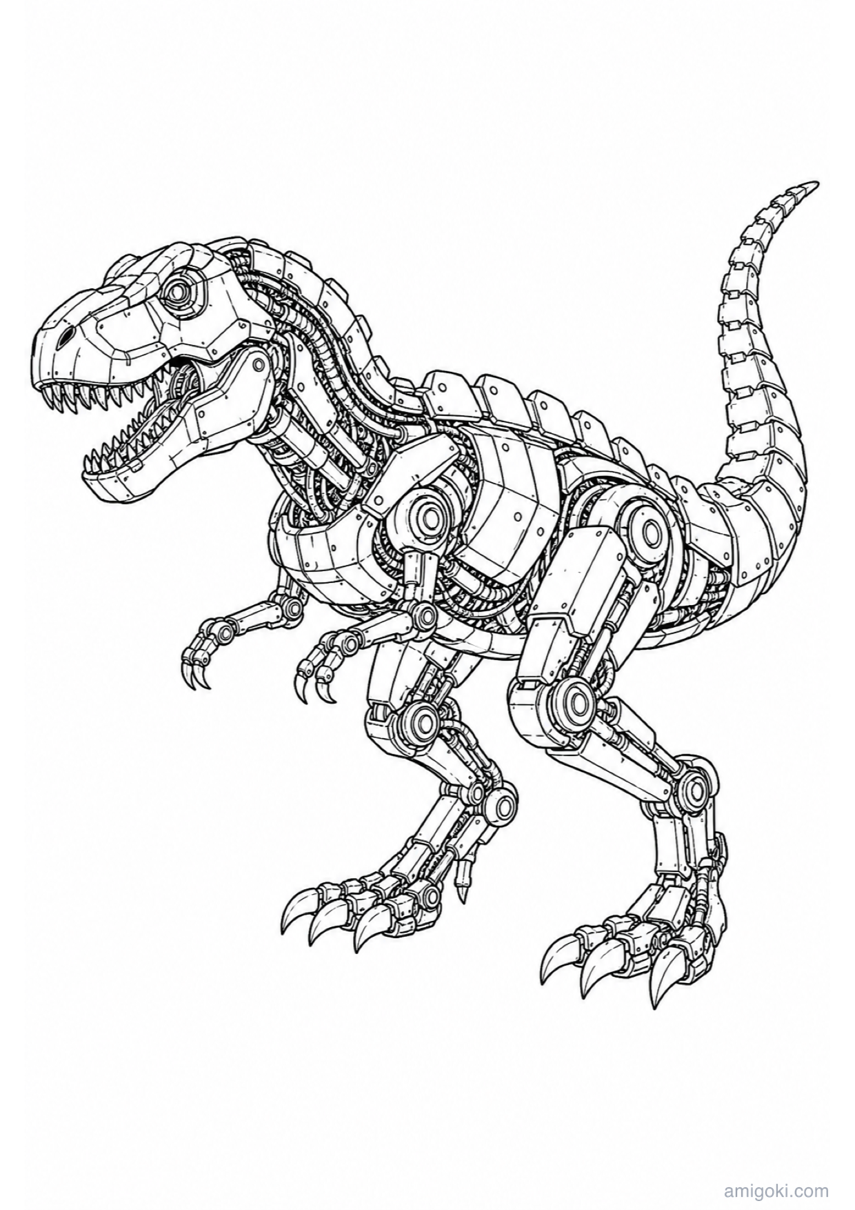 Robot Dinosaur Coloring Page to Print Free