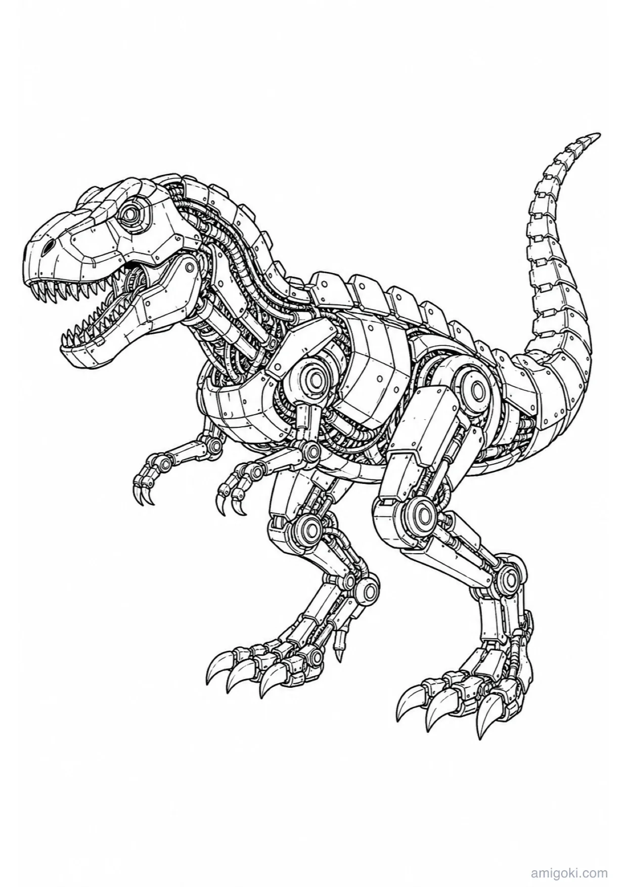 Dibujo de Robot Dinosaurio para Colorear e Imprimir