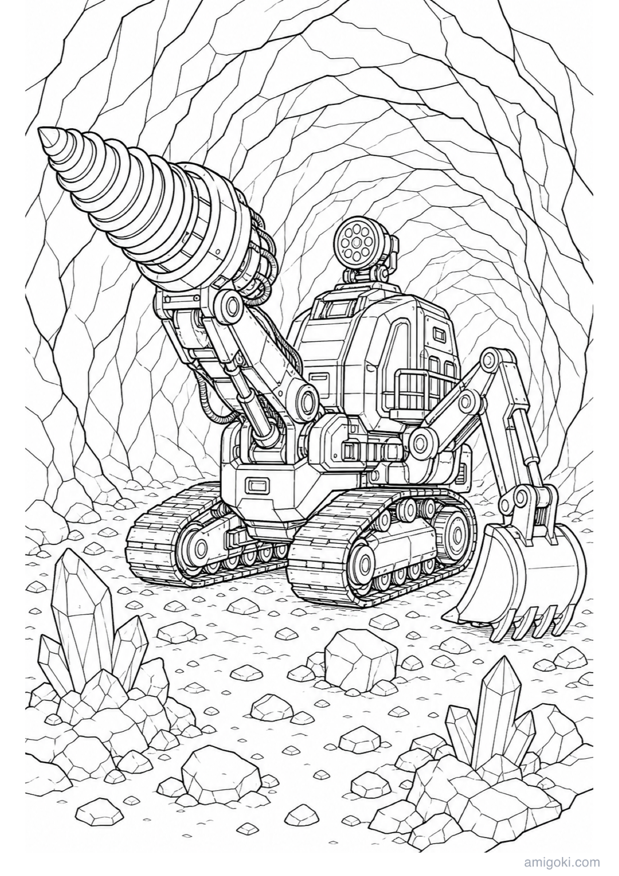 Mining Robot Coloring Page to Print Free