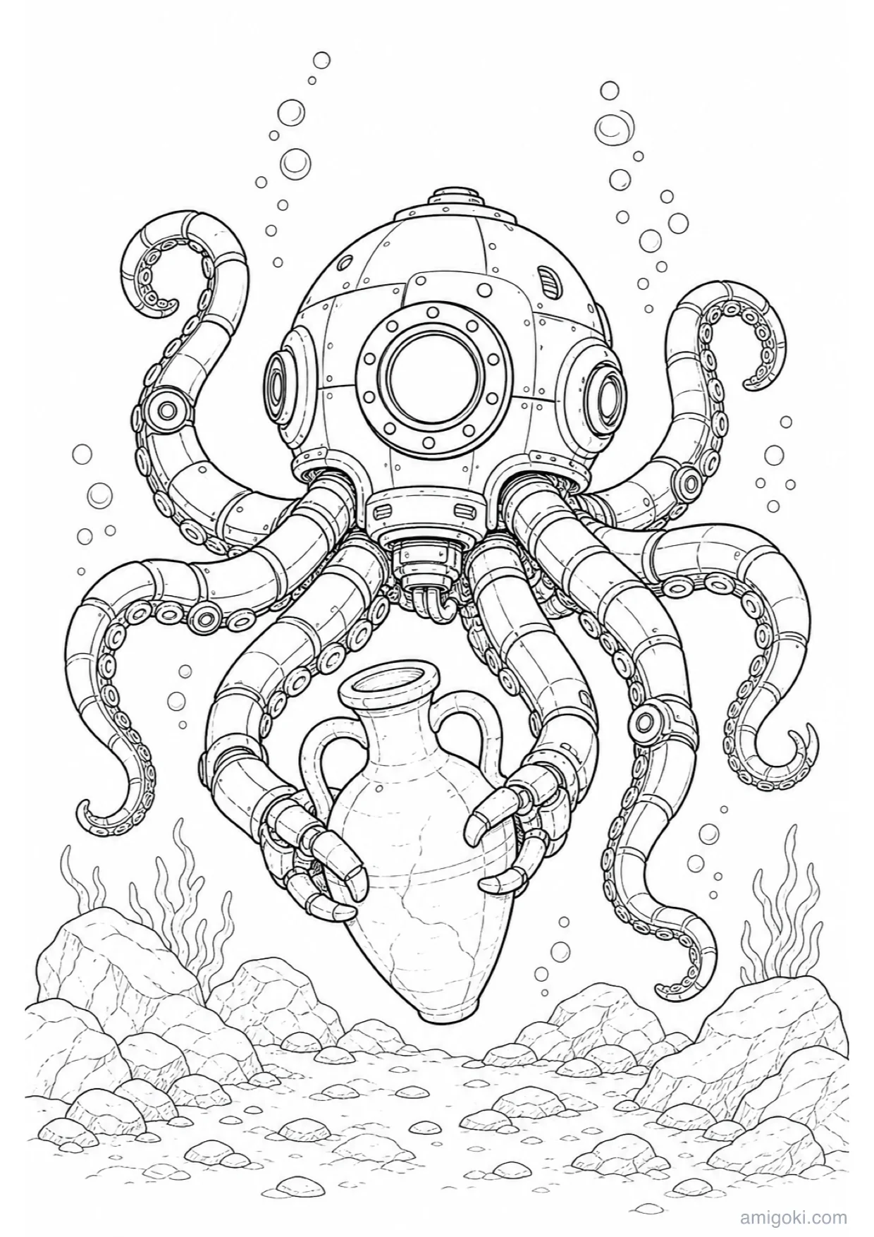 Dibujo de Robot Pulpo para Colorear e Imprimir
