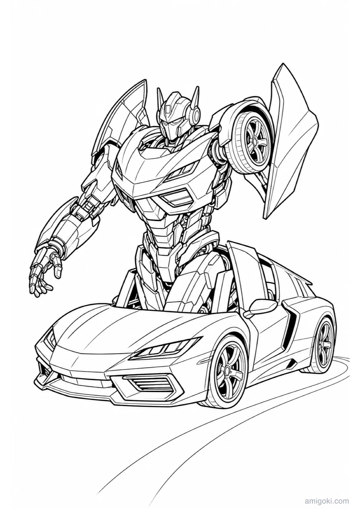Dibujo de Robot Transformable para Colorear e Imprimir