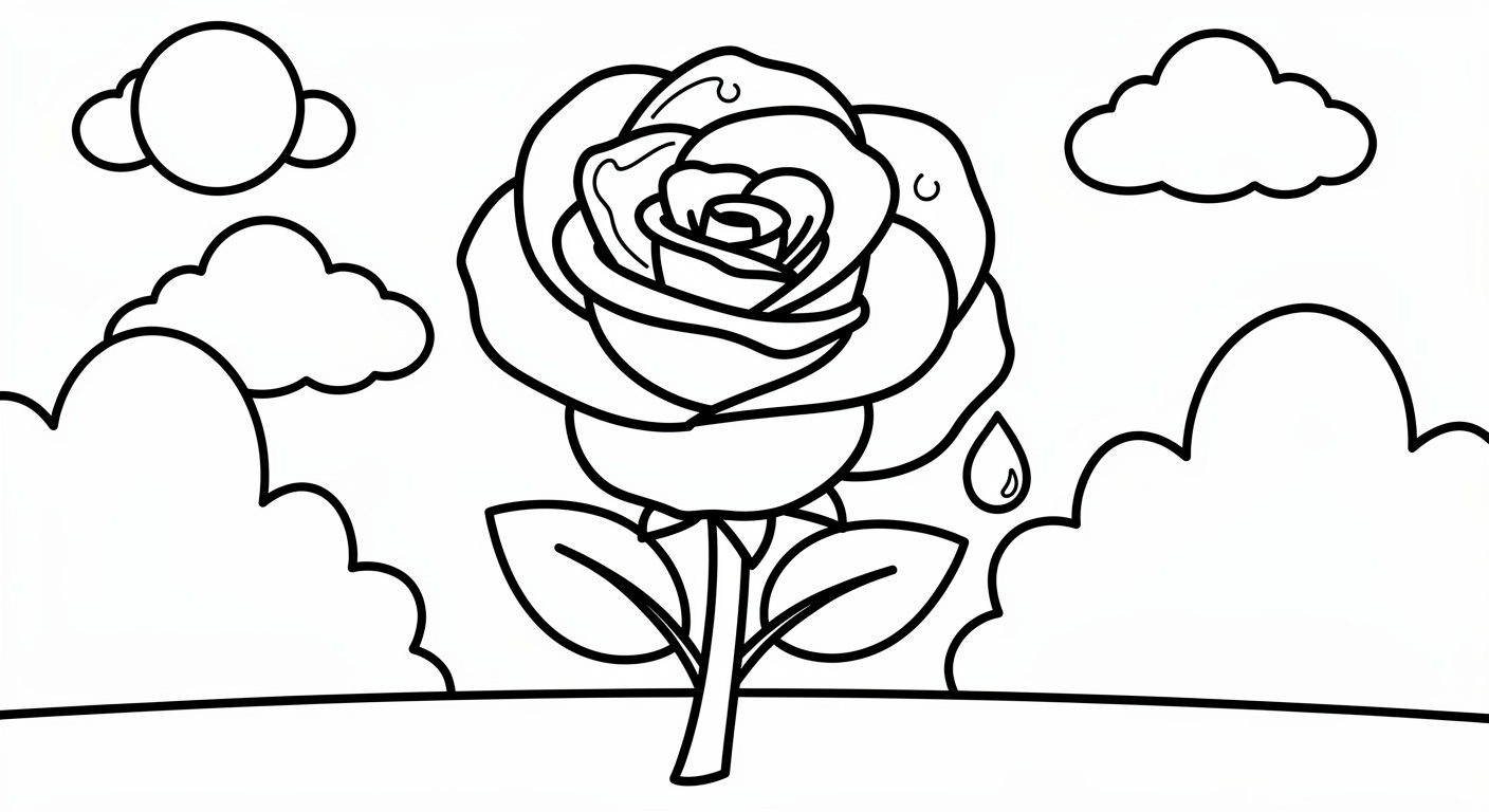 Dibujo de Rosa blanca abierta para Colorear