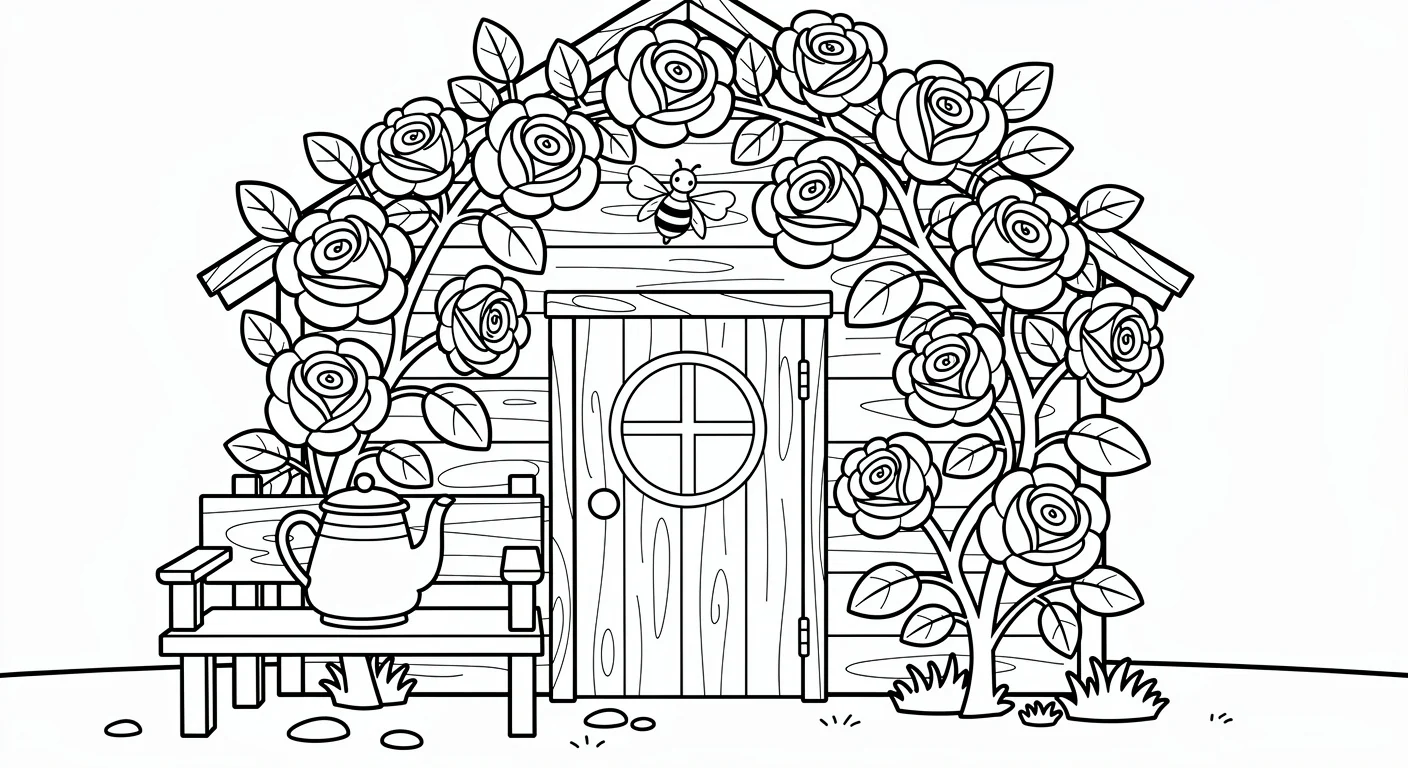 Dessin de Roses grimpantes à Colorier