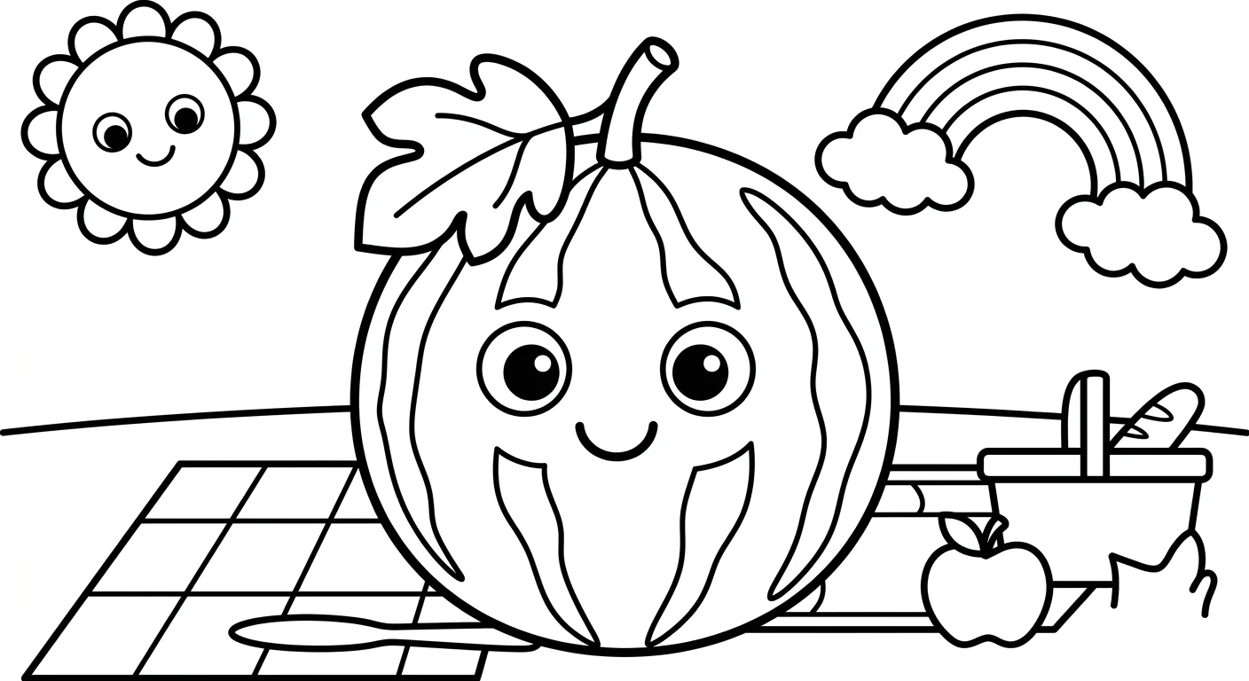 Desenho de Melancia para Colorir para Crianças de 2 a 5 Anos