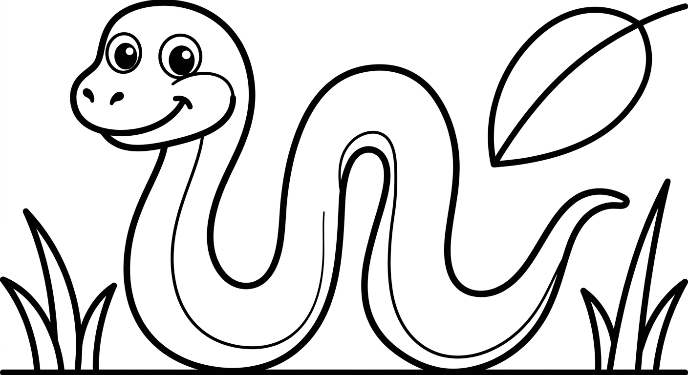 Dessin de serpent à colorier gratuit, feuille imprimable pour enfants de 2 à 5 ans