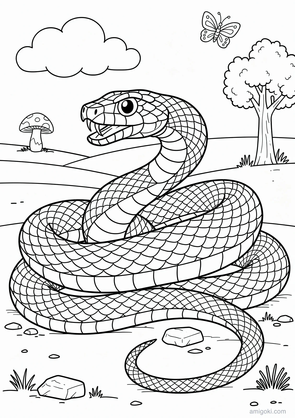 Dessin de Serpent à Colorier pour les Enfants de 6 Ans et Plus