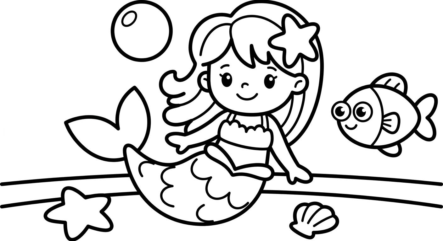 Dibujo de Sirena para Colorear para Niños de 2 a 5 Años
