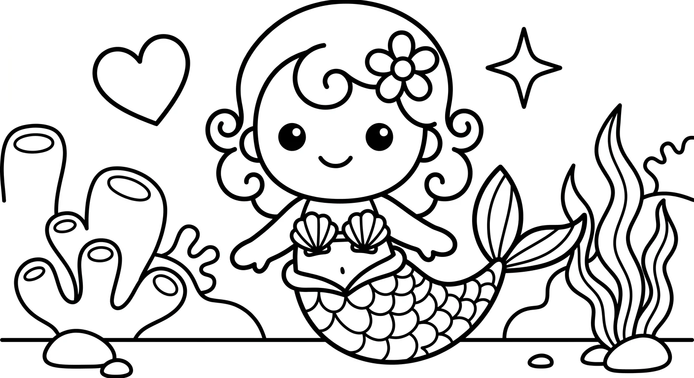 Dibujo de Sirena bebé para Colorear para Niños de 2 a 5 Años