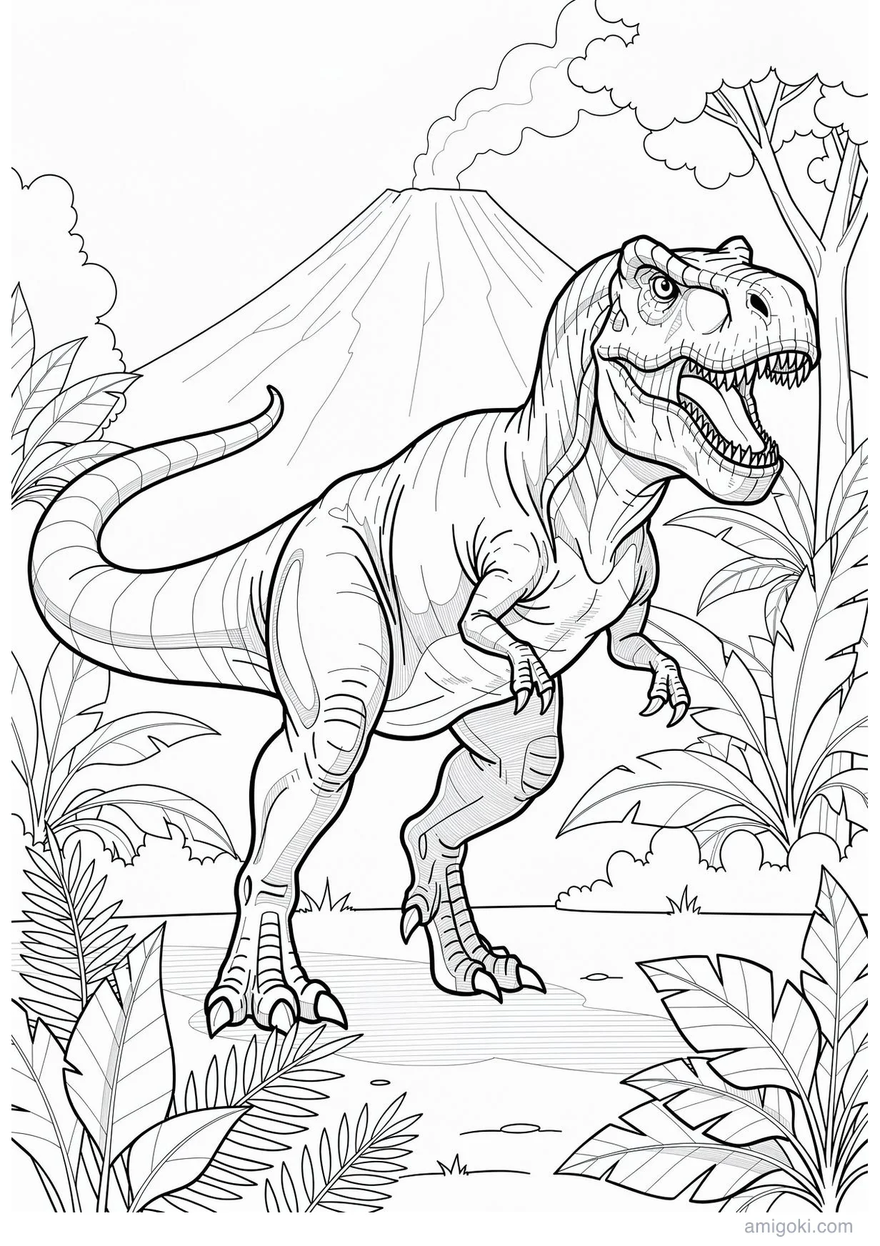 Coloriage T-Rex pour les Enfants de 6 Ans et Plus
