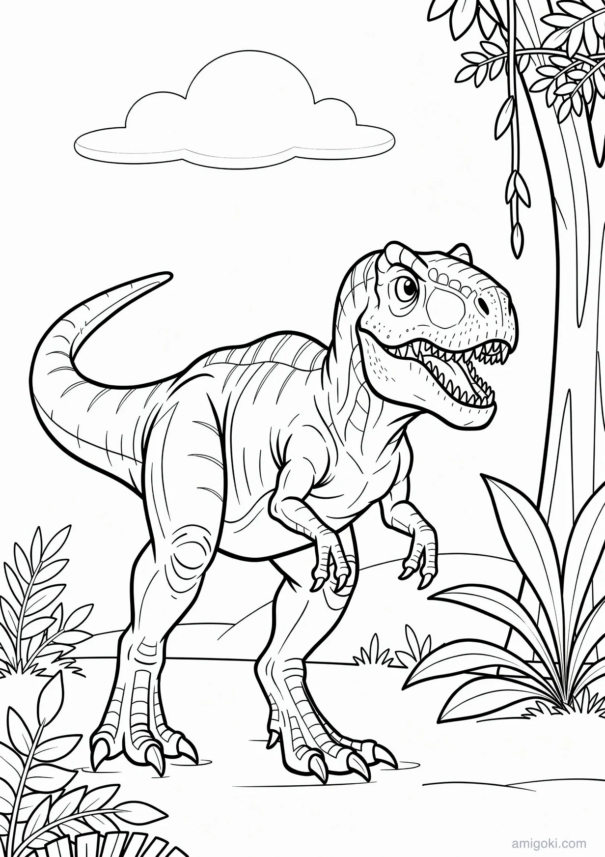 Coloriage de T-rex Bébé pour Enfants de 6 Ans et Plus