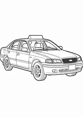 Dibujo de taxi para colorear gratis, imprimible en PDF para niños pequeños de 2 a 5 años