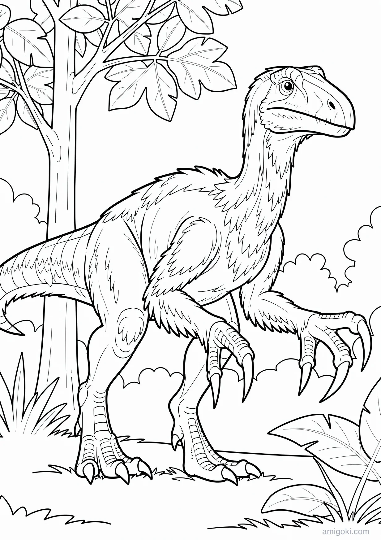 Coloriage de Therizinosaurus pour Enfants de 6 ans et Plus