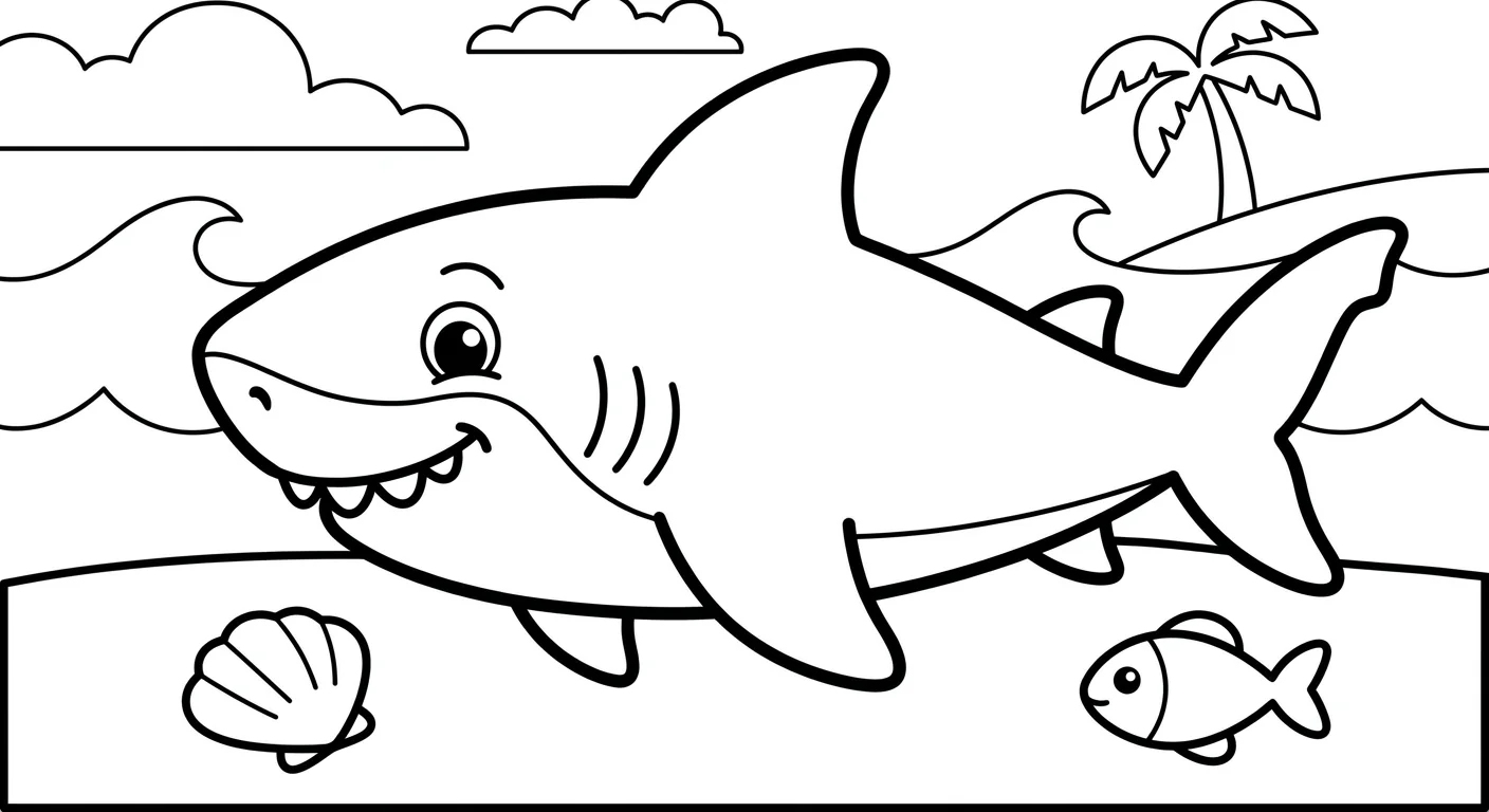 Dibujo de Tiburón para Colorear para Niños de 2 a 5 Años
