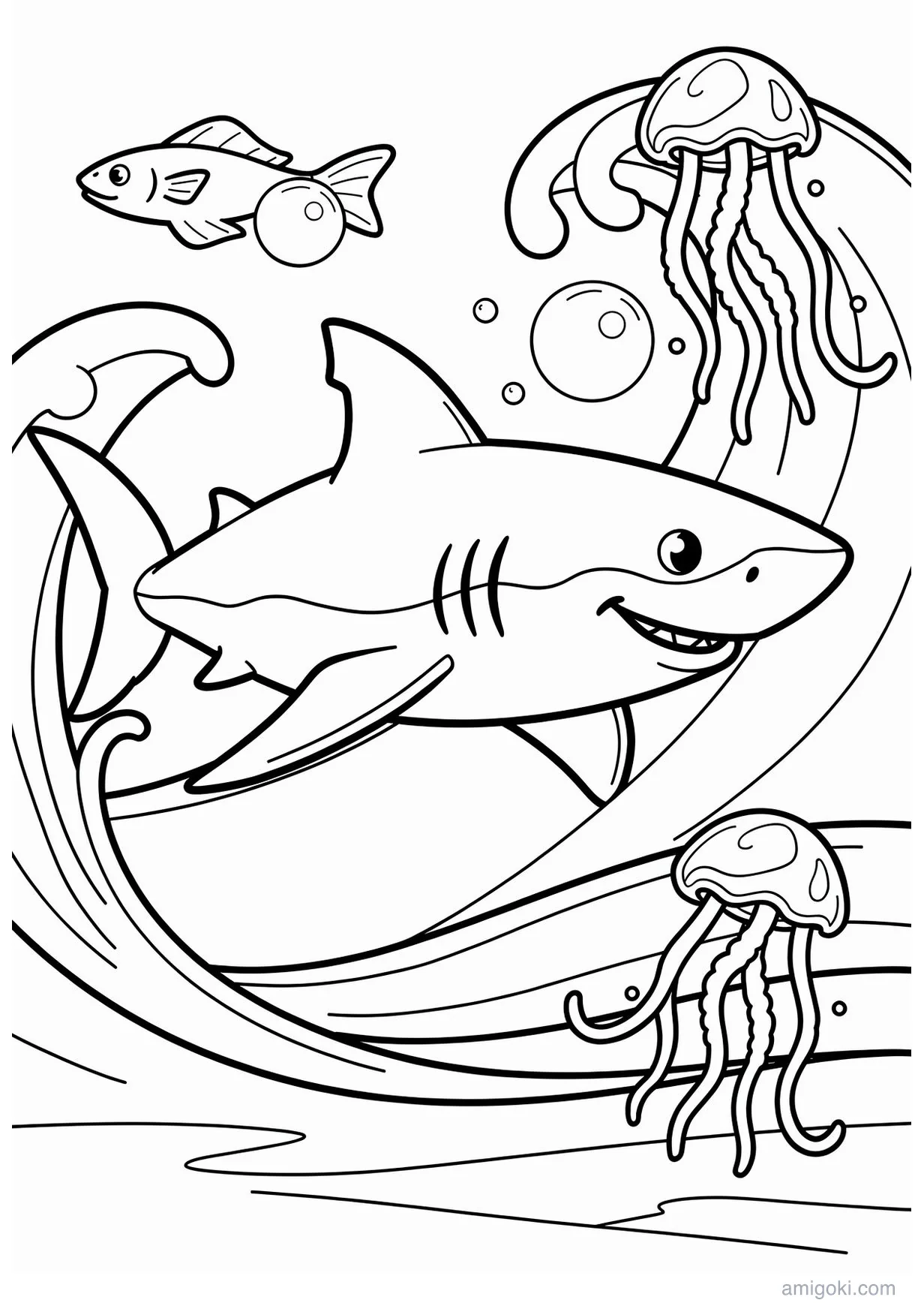 Desenho de Tubarão para Colorir para Maiores de 6 Anos