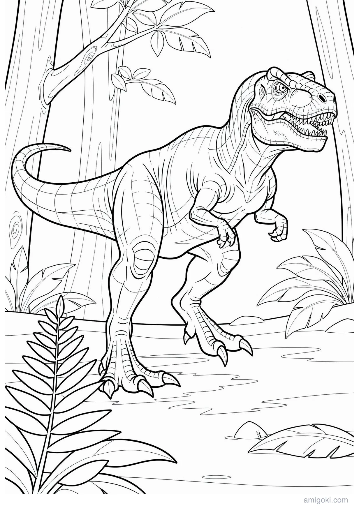 Dibujo de Tiranosaurio rex para Colorear para Mayores de 6 Años