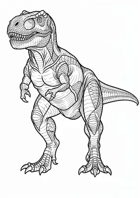 Tyrannosaurus rex coloring page drawing, free printable PDF for toddlers and kids