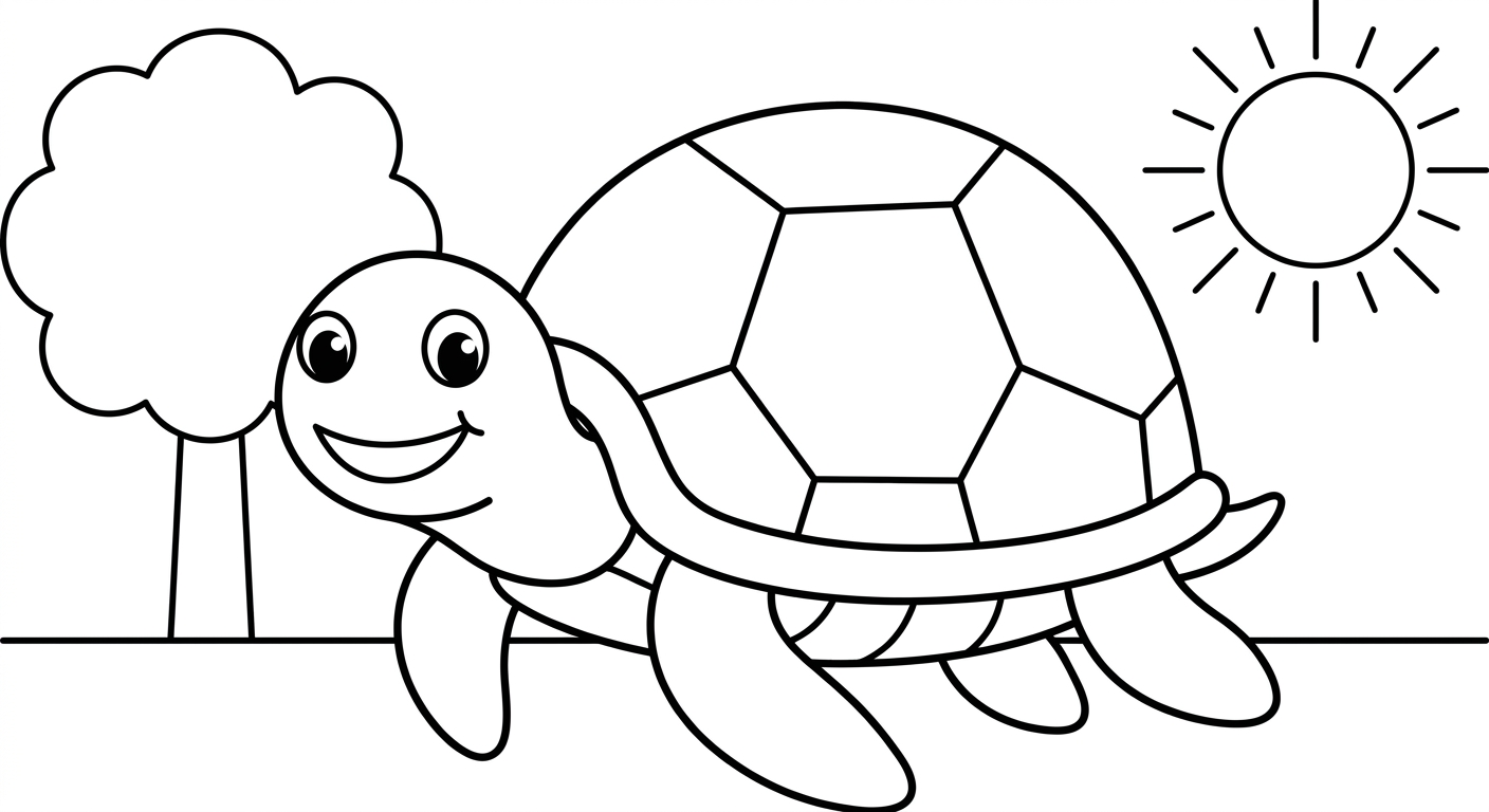 Dessin de tortue à colorier gratuit et imprimable pour enfants de 2 à 5 ans
