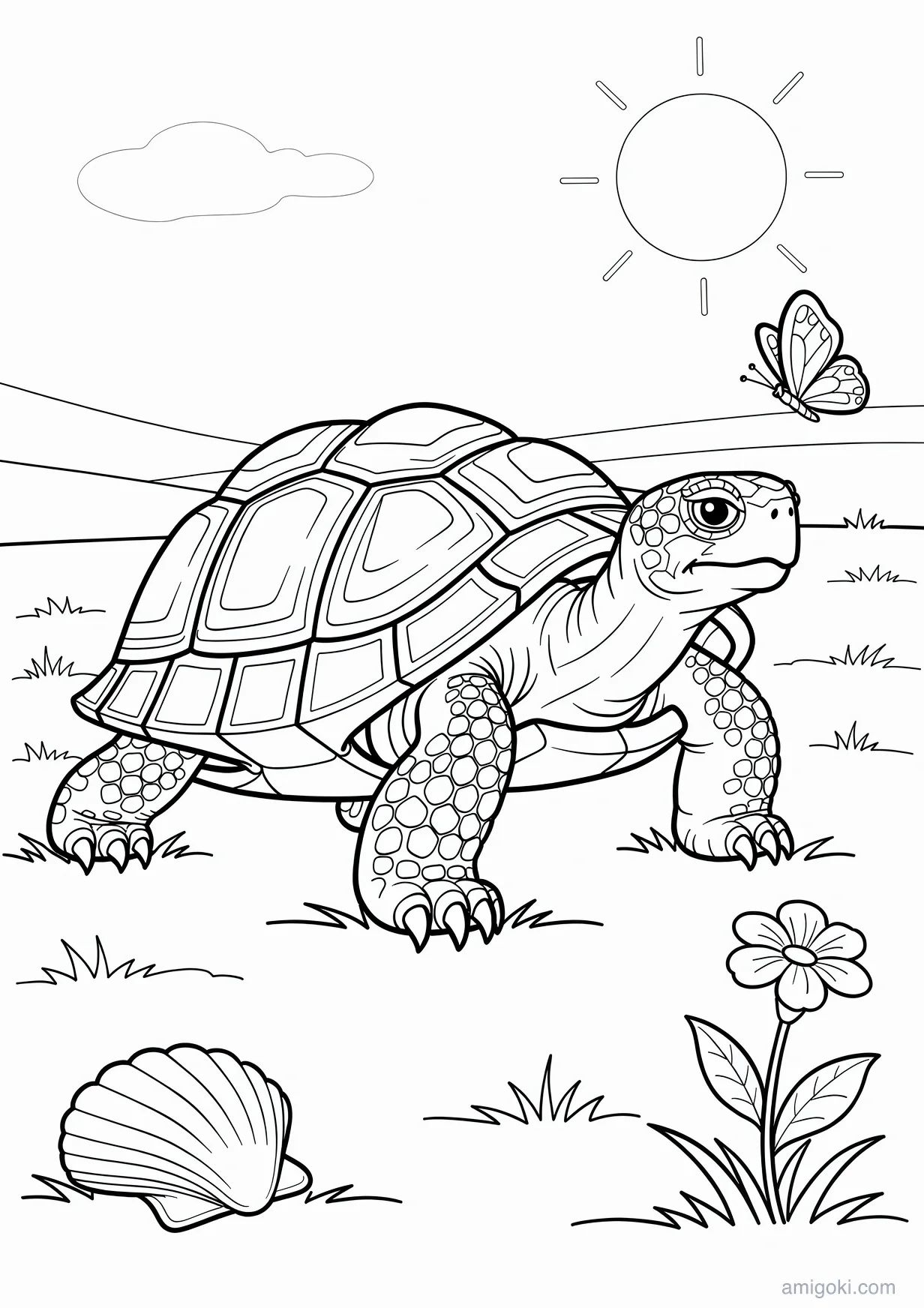 Desenho de Tartaruga para Colorir para Maiores de 6 Anos