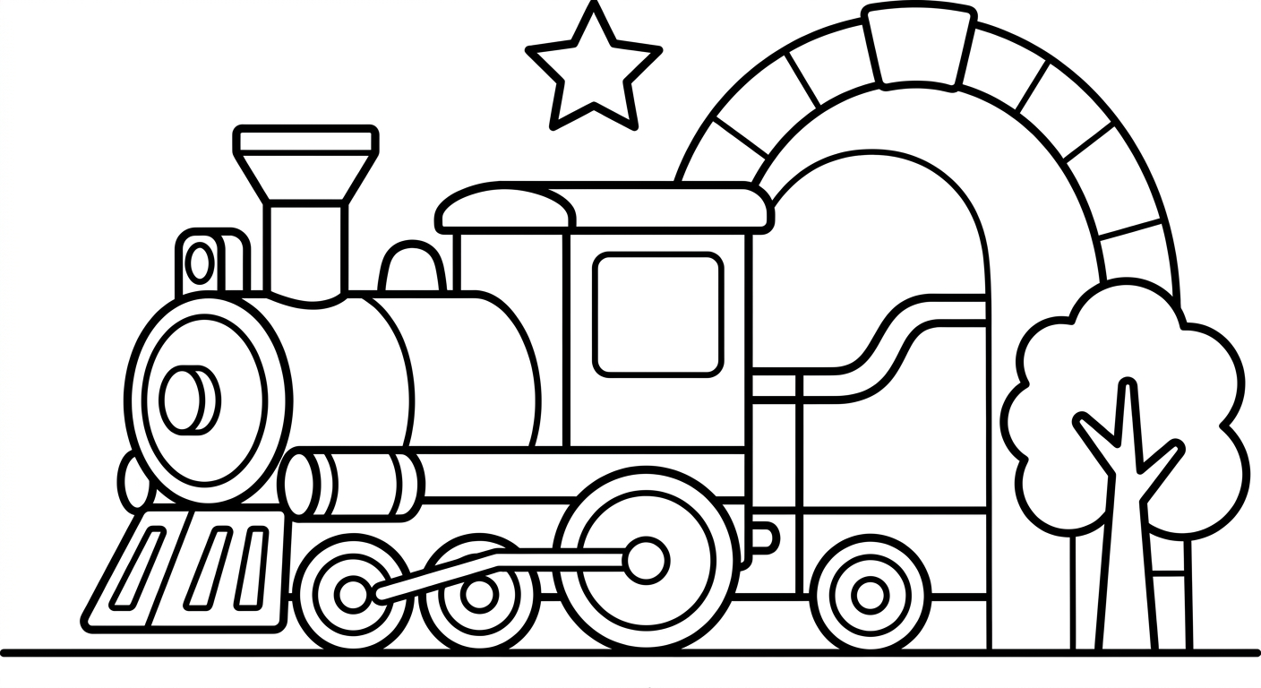 Dibujo de Tren para Colorear para Niños de 2 a 5 Años