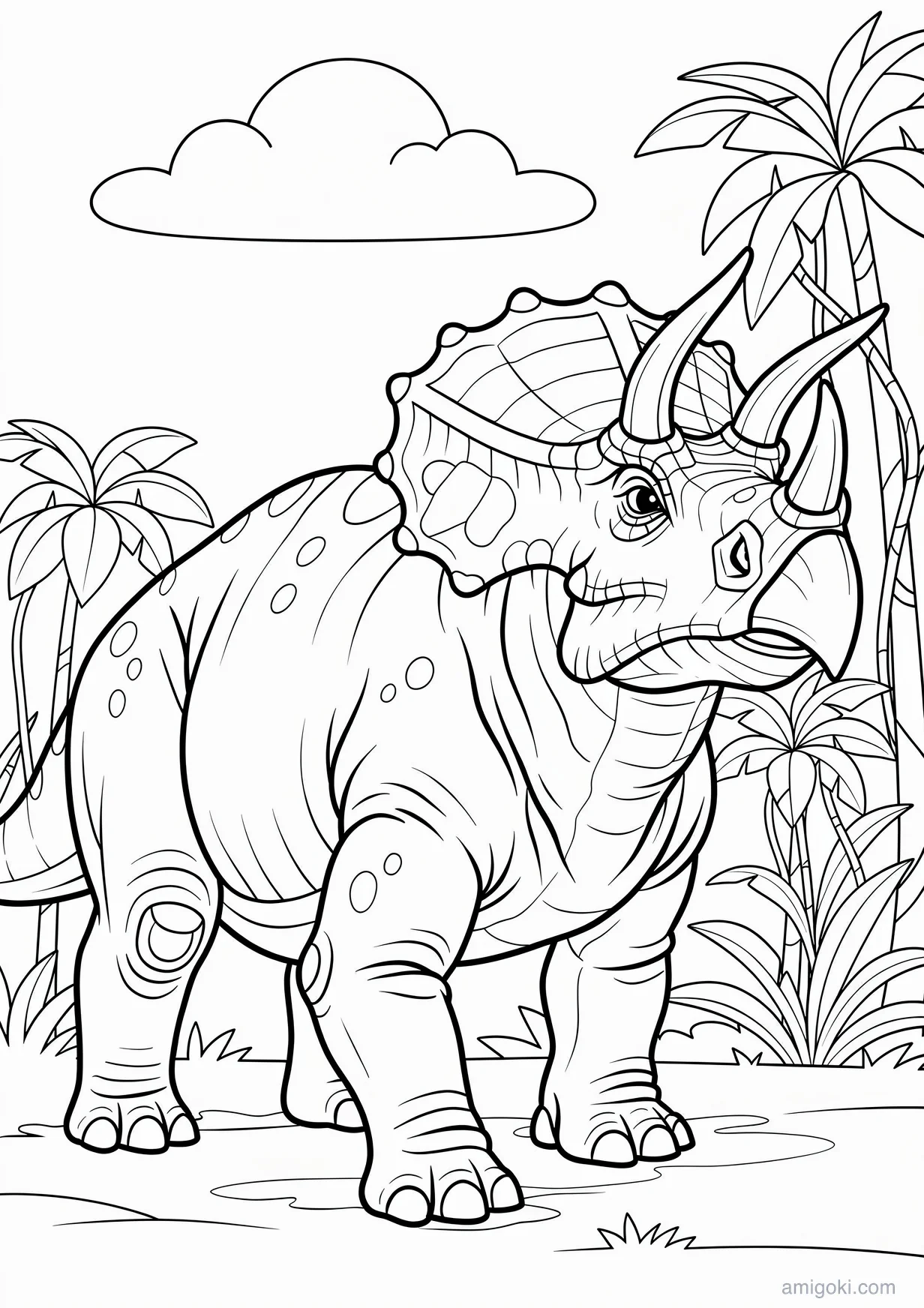 Desenho de Triceratops para Colorir para Maiores de 6 Anos