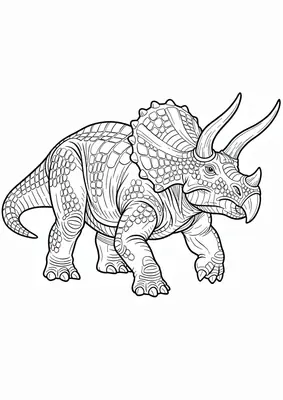 Triceratops coloring page for kids, free printable dinosaur drawing for toddlers