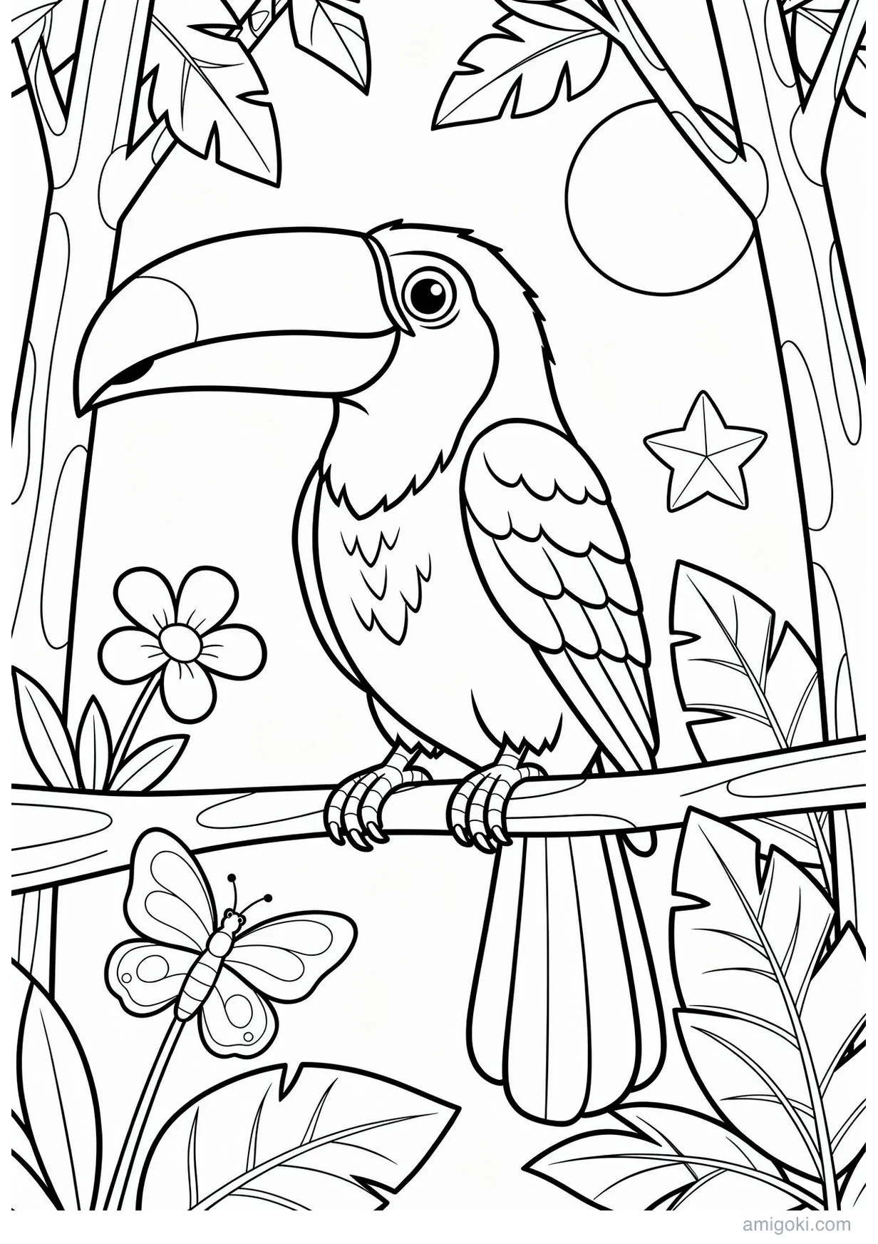 Dessin de Toucan à Colorier pour les Enfants de 6 Ans et Plus