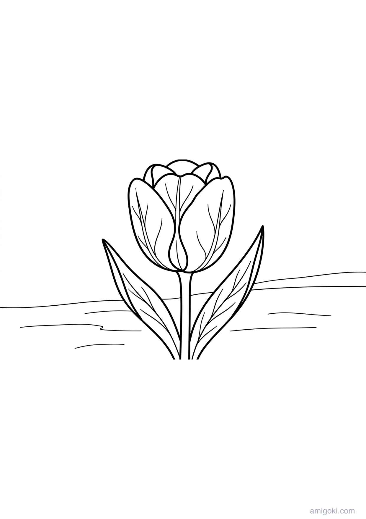 Dibujo de Tulipán para Colorear para Mayores de 6 Años