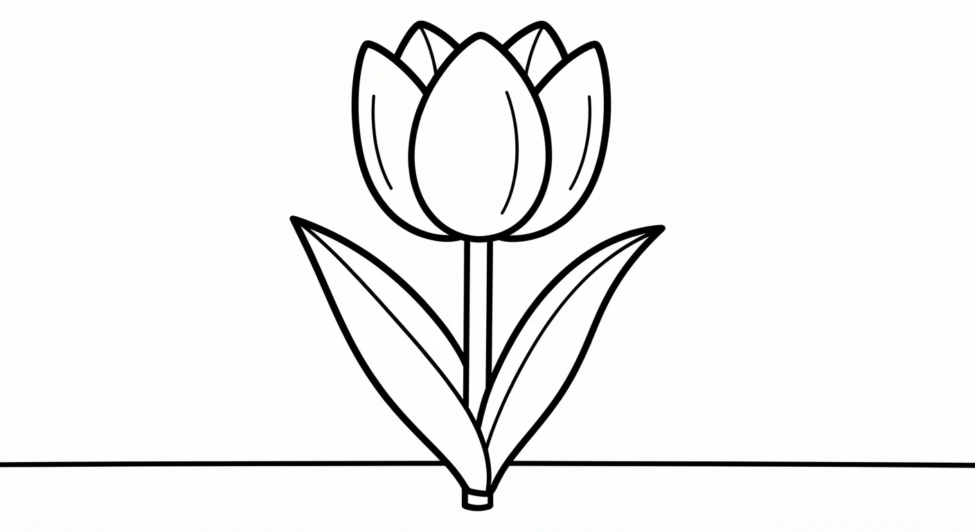 Single open tulip Coloring Page
