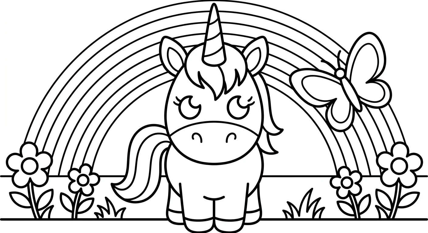 Pages à Colorier Licorne Arc-en-ciel pour Enfants de 2 à 5 Ans